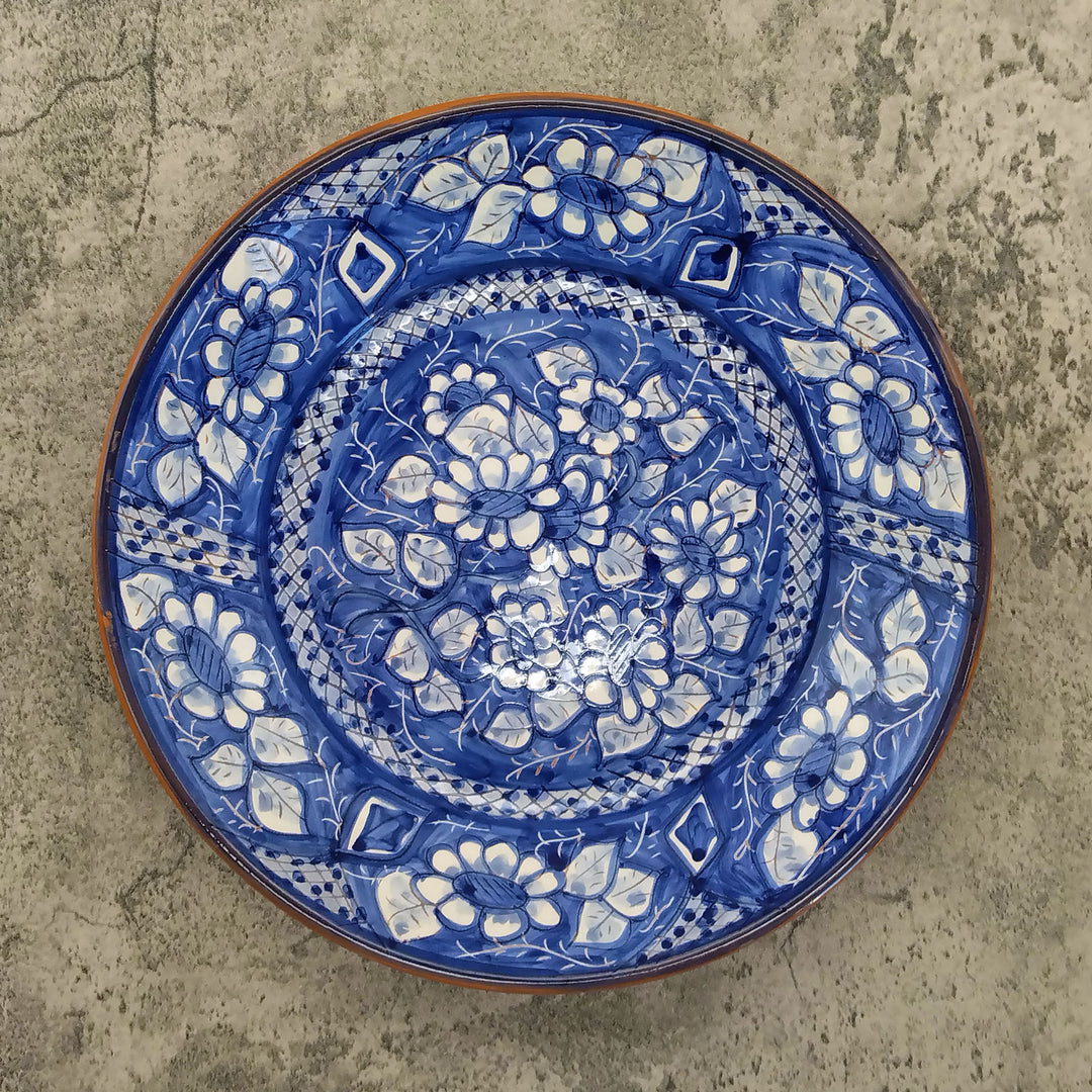 11 Inch Handmade Hand Painted Portuguese Pottery Blue Dinner Plate