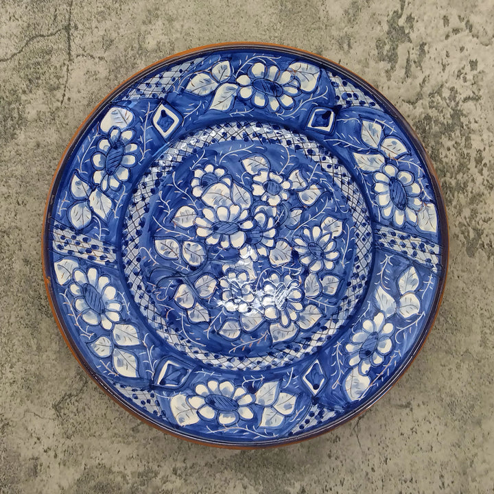 11 Inch Handmade Hand Painted Portuguese Pottery Blue Dinner Plate