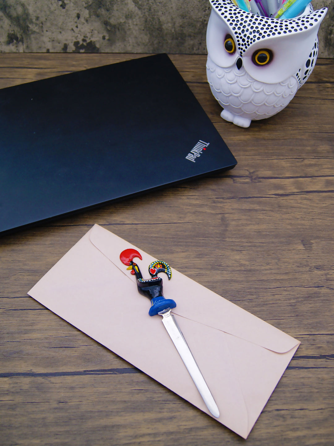Aluminum Portuguese Rooster Letter Opener Envelope Slitter