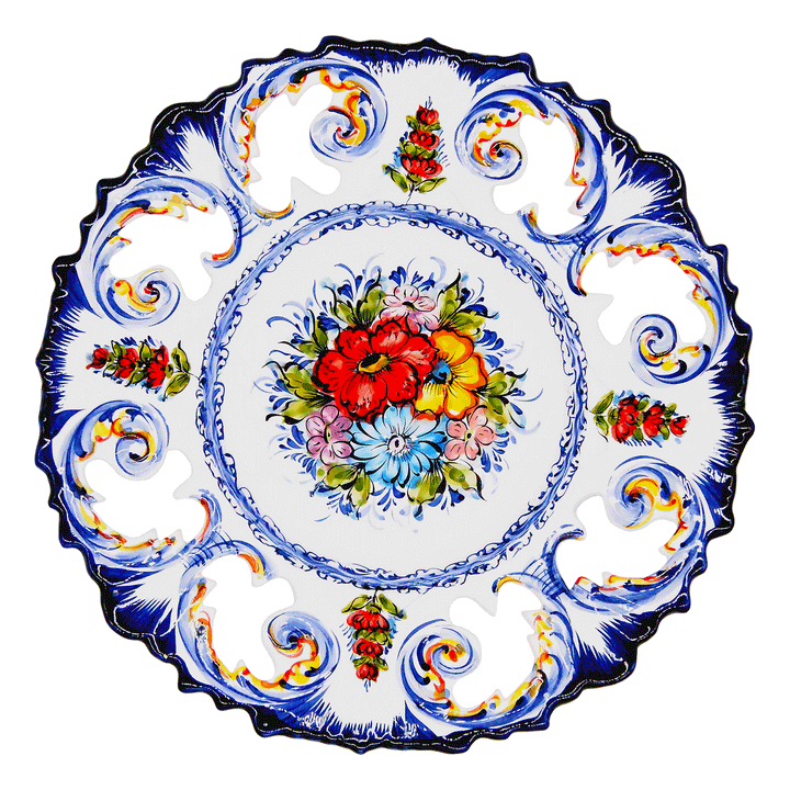 14 Inch Hand painted Portuguese Ceramic Wall Decor Hanging Plate