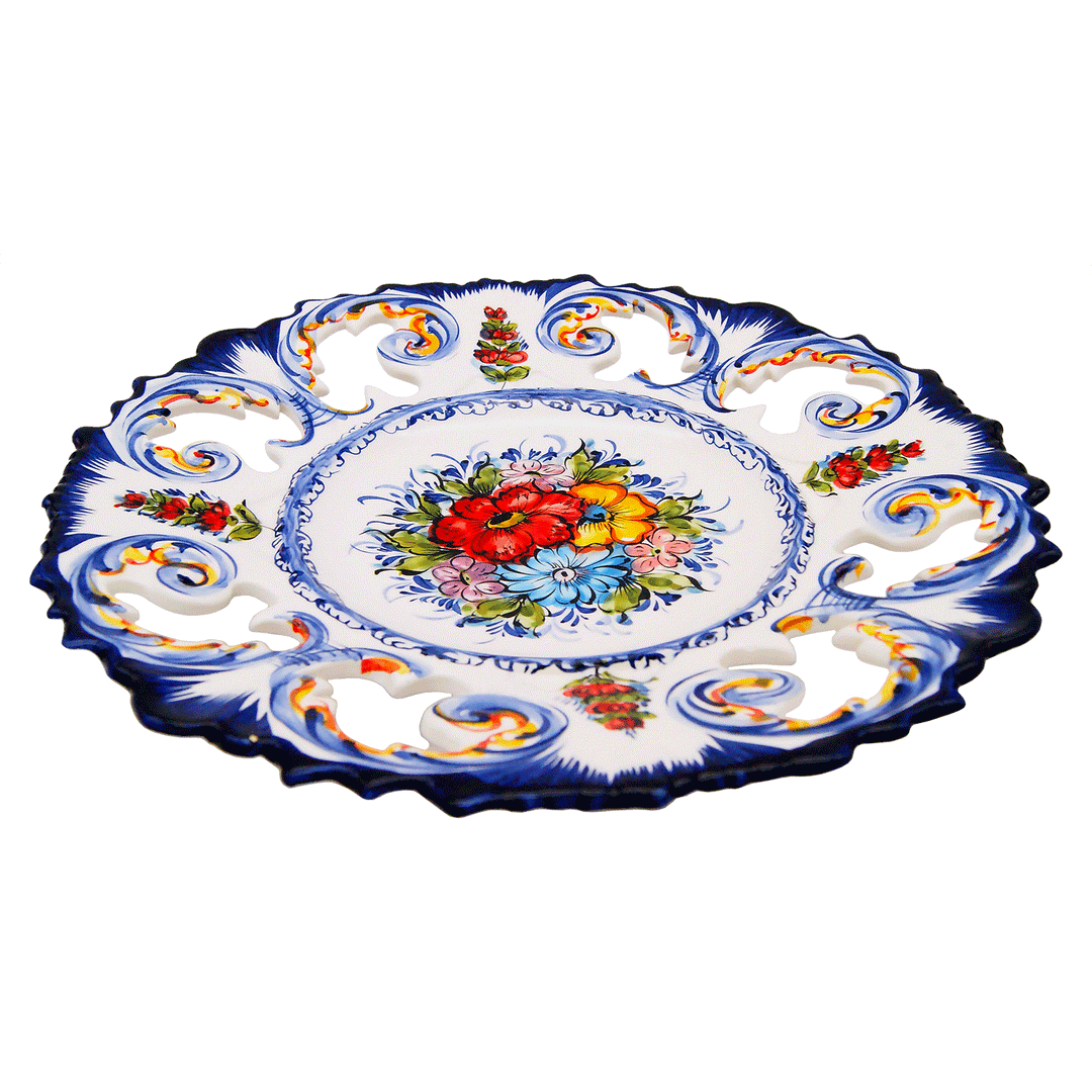 14 Inch Hand painted Portuguese Ceramic Wall Decor Hanging Plate