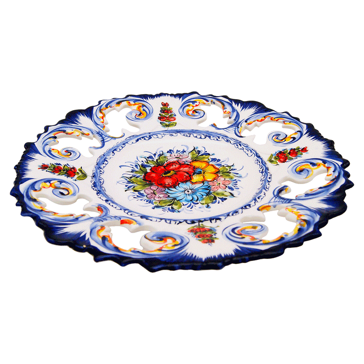 14 Inch Hand painted Portuguese Ceramic Wall Decor Hanging Plate