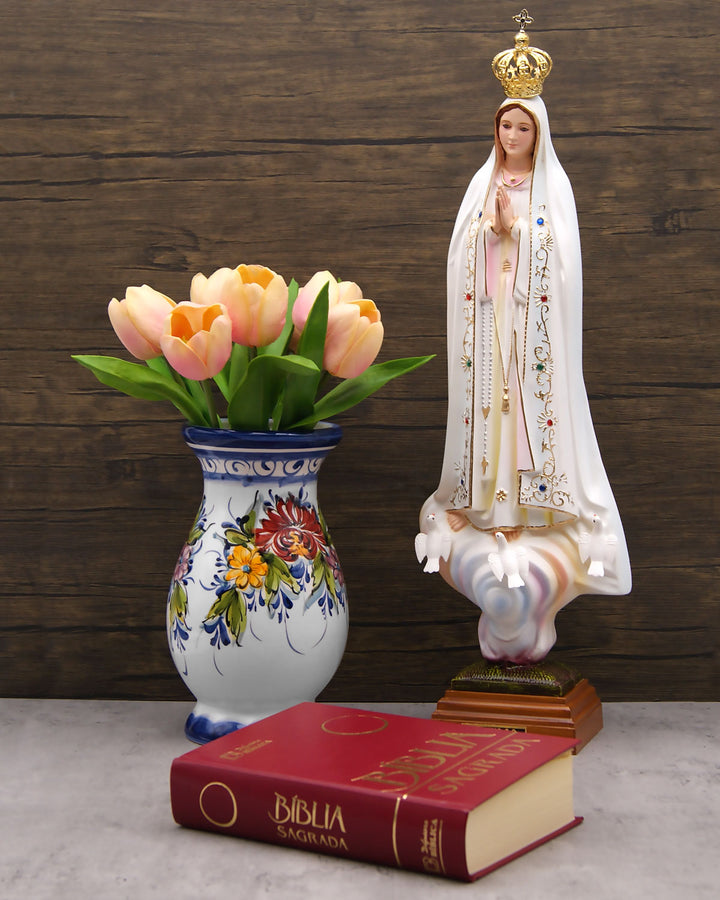 20 Inch Glass Eyes Our Lady of Fatima Statue Made in Portugal