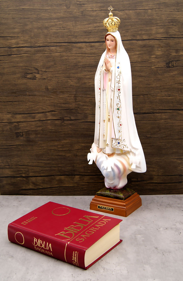20 Inch Glass Eyes Our Lady of Fatima Statue Made in Portugal
