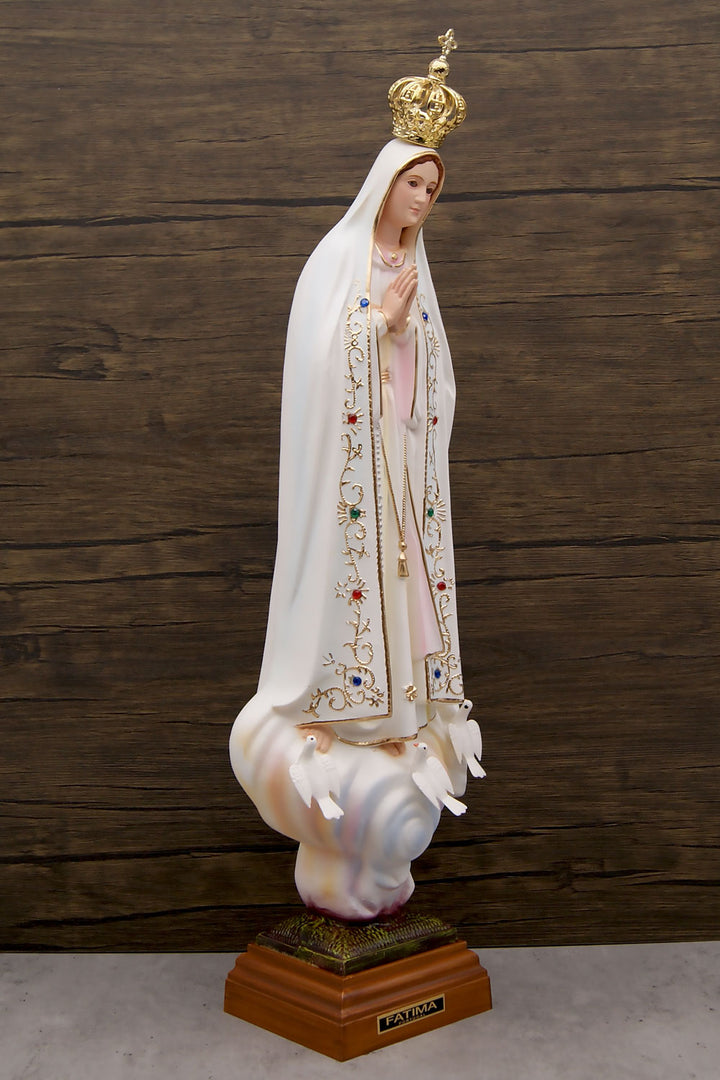 20 Inch Glass Eyes Our Lady of Fatima Statue Made in Portugal