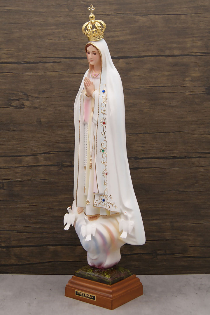 20 Inch Glass Eyes Our Lady of Fatima Statue Made in Portugal
