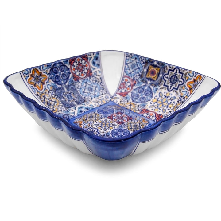 Portuguese Pottery Alcobaça Ceramic Decorative Salad Serving Bowl