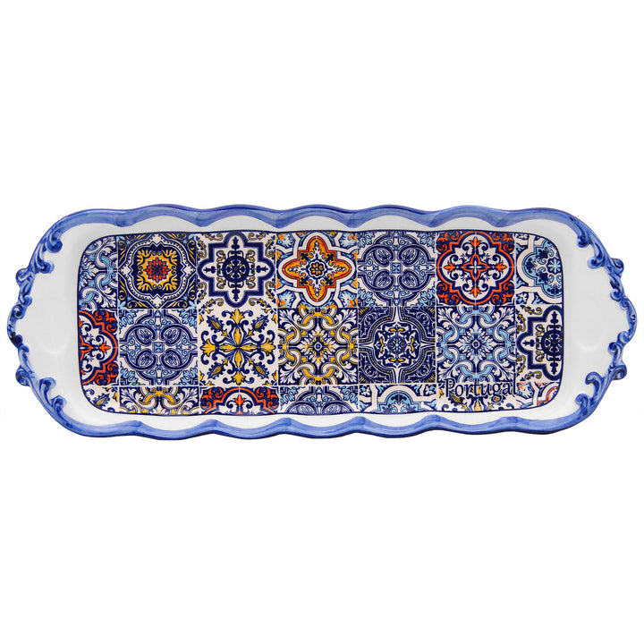 Portuguese Pottery Alcobaça Ceramic Large Rectangular Serving Platter