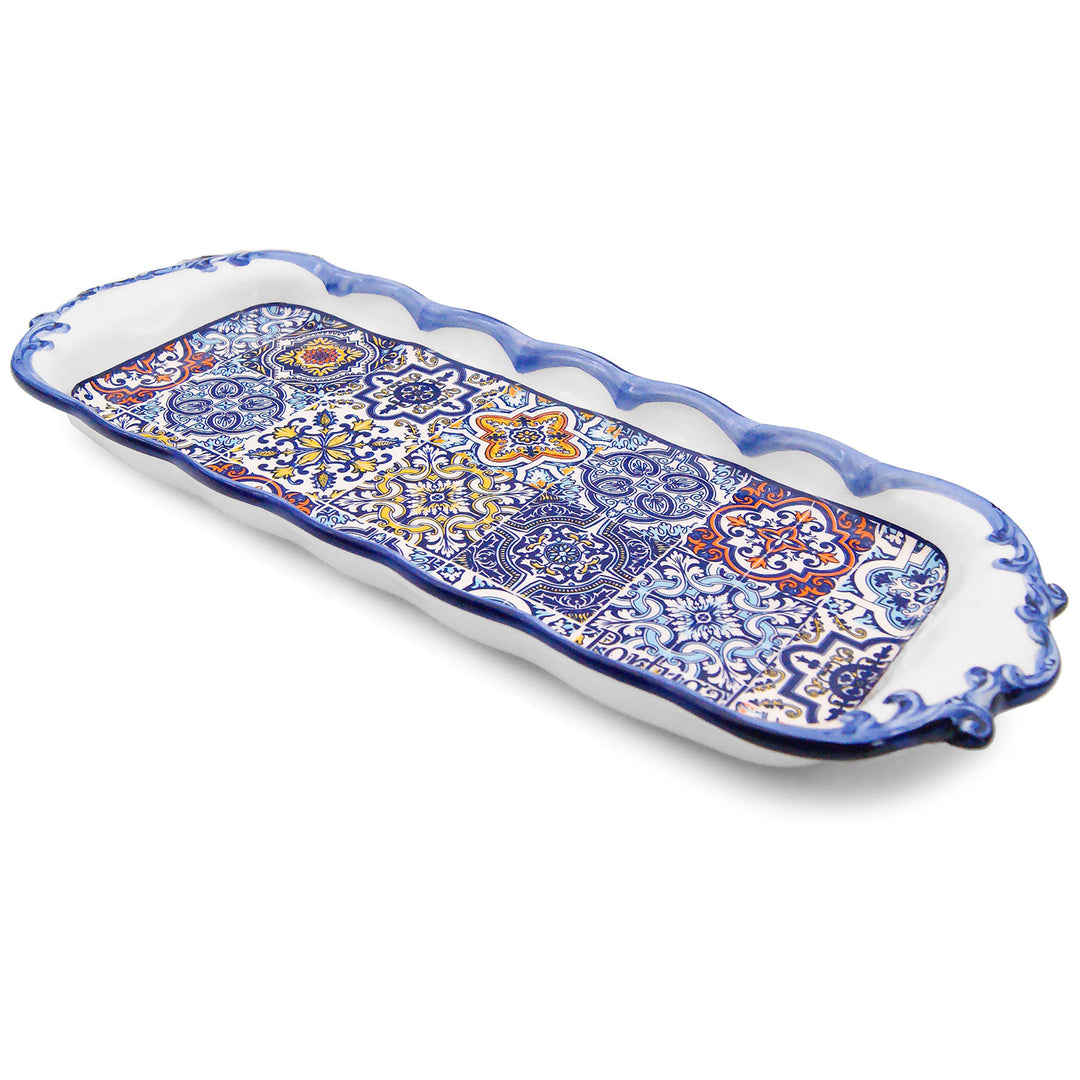 Portuguese Pottery Alcobaça Ceramic Large Rectangular Serving Platter