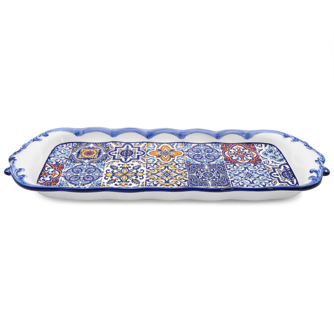 Portuguese Pottery Alcobaça Ceramic Large Rectangular Serving Platter