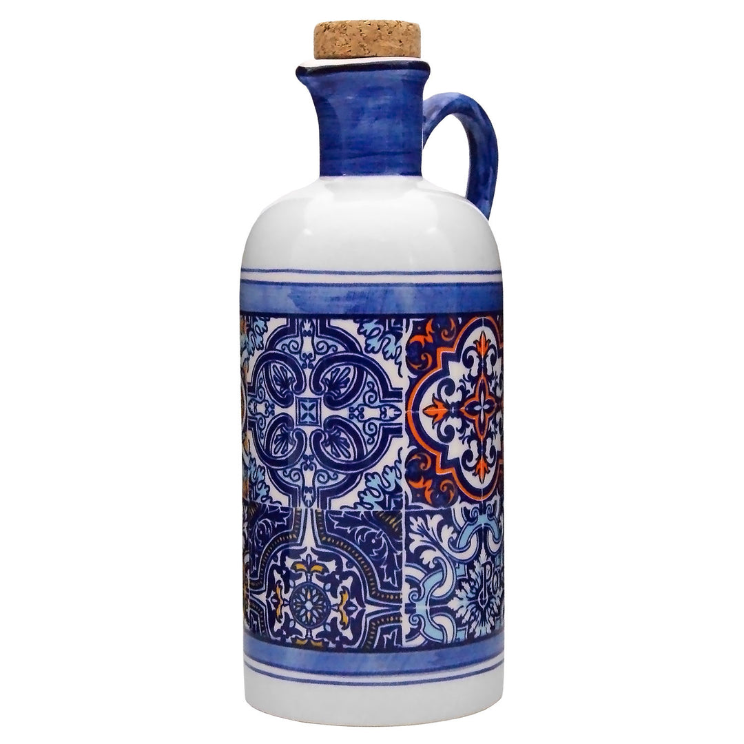 Portuguese Pottery Alcobaça Ceramic Olive Oil Cruet Bottle Dispenser