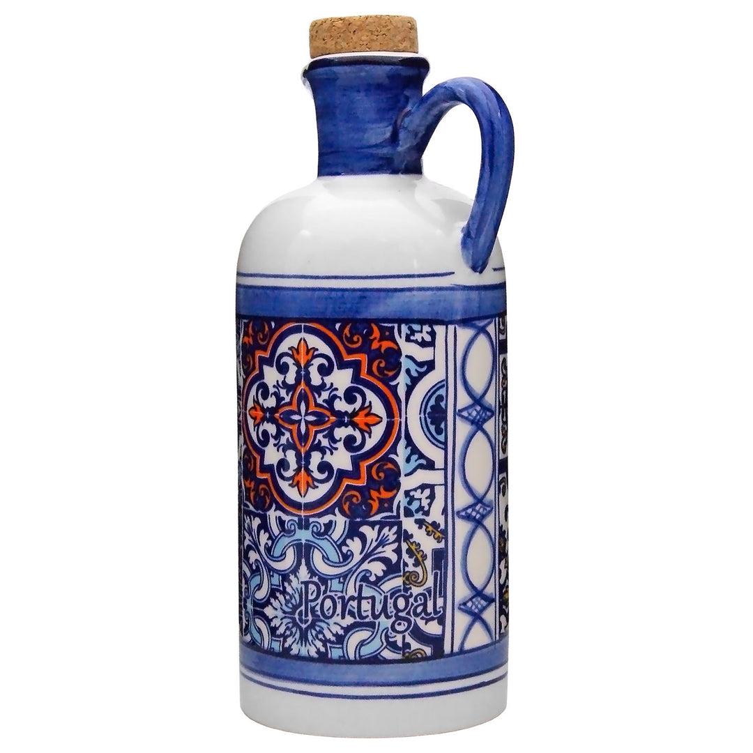 Portuguese Pottery Alcobaça Ceramic Olive Oil Cruet Bottle Dispenser