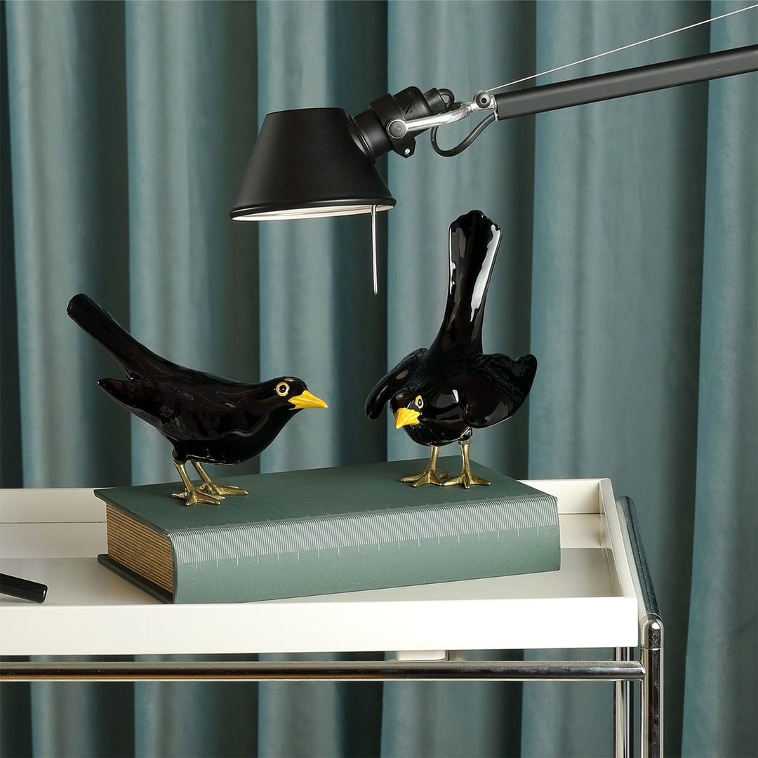 Hand Painted Ceramic Home Decor Blackbird Figurine - A Blackbird, evidently