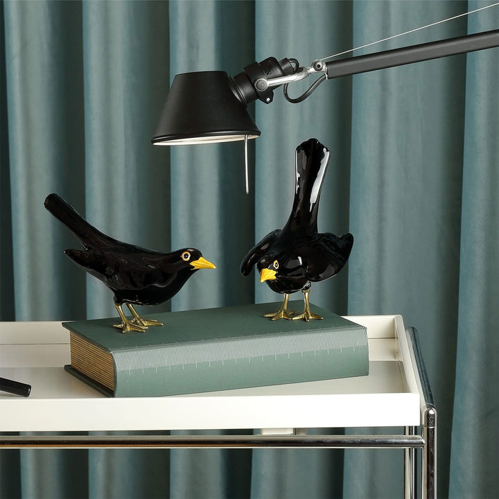 Hand Painted Ceramic Home Decor Blackbird Figurine - A Blackbird, evidently