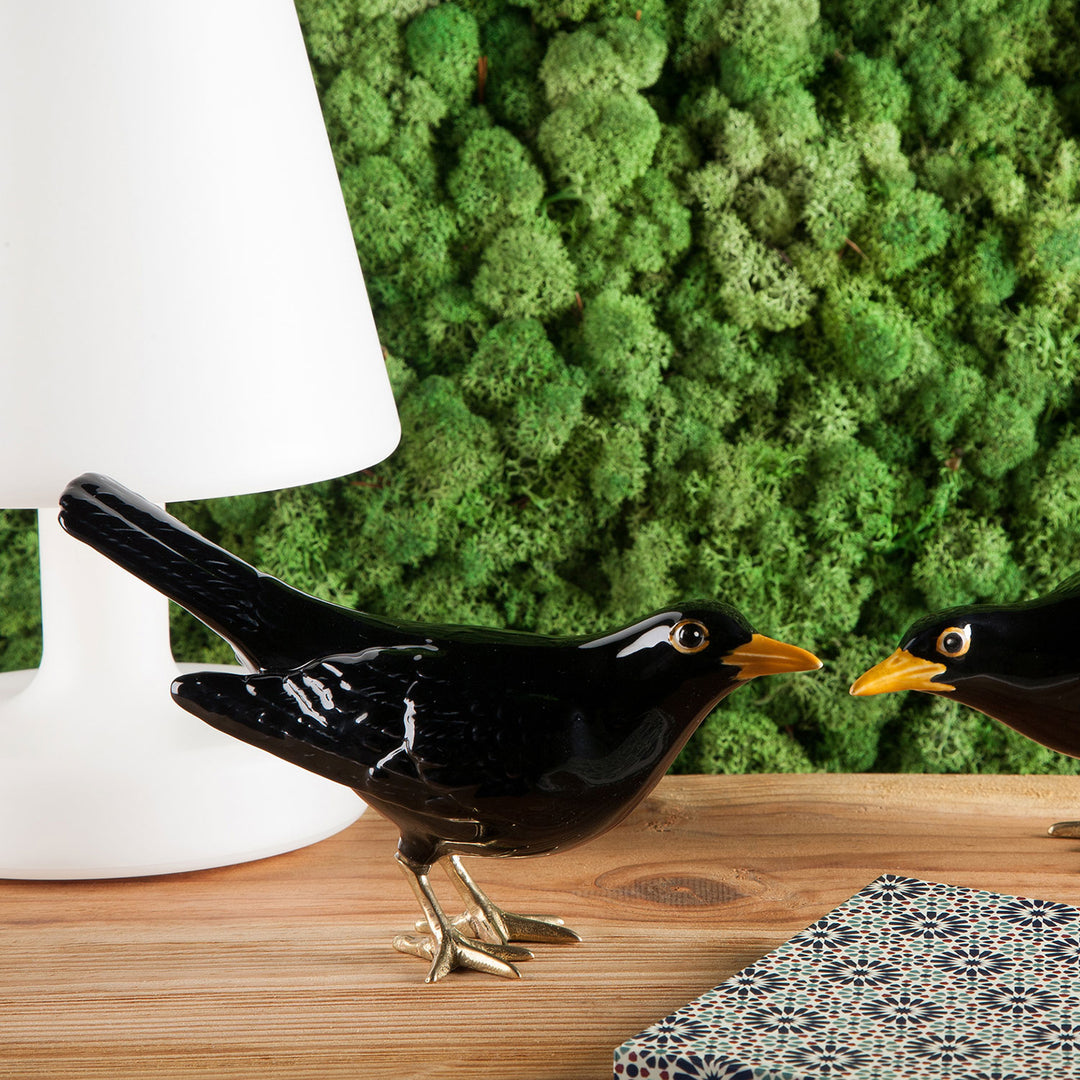Hand Painted Ceramic Home Decor Blackbird Figurine - A Blackbird, evidently