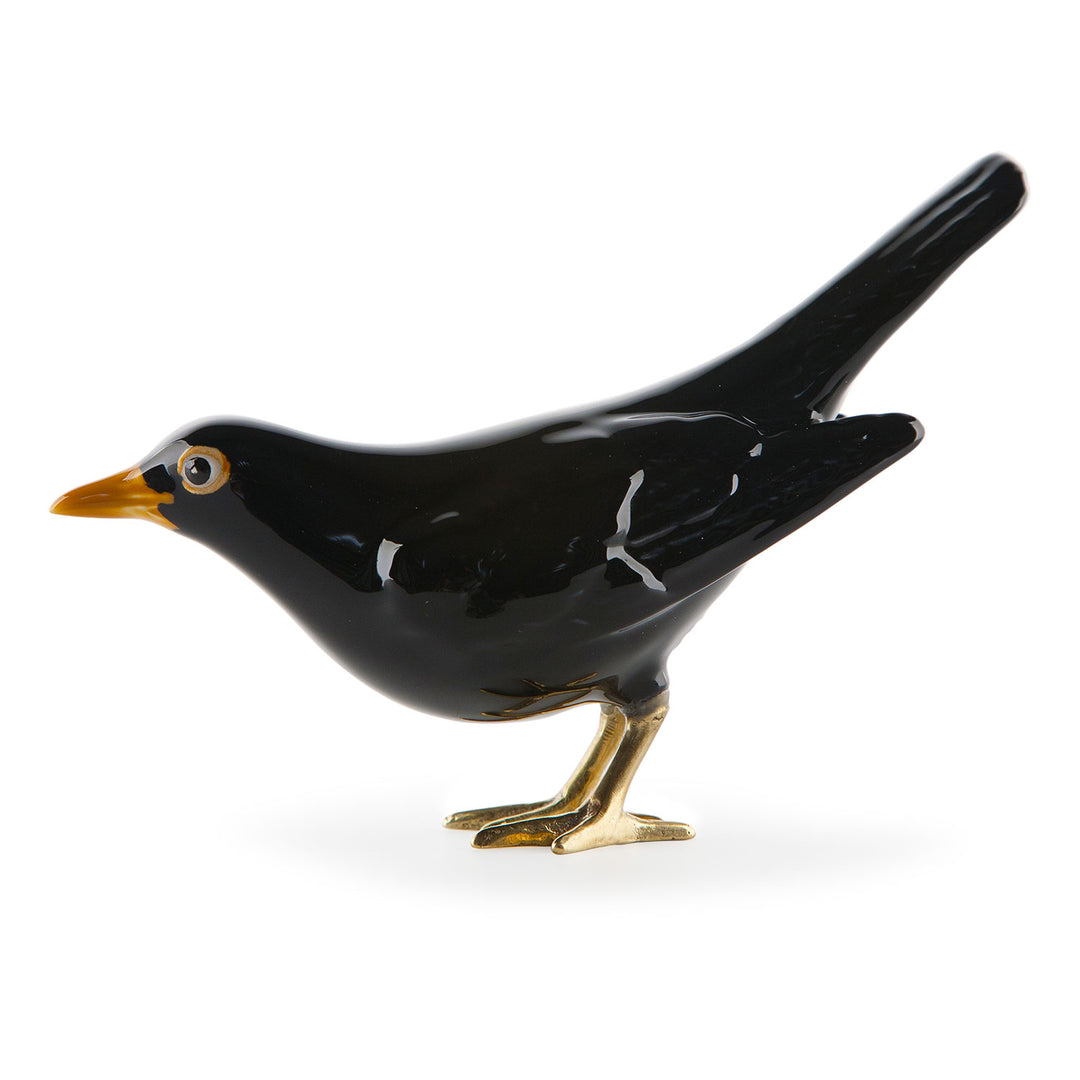 Hand Painted Ceramic Home Decor Blackbird Figurine - A Blackbird, evidently