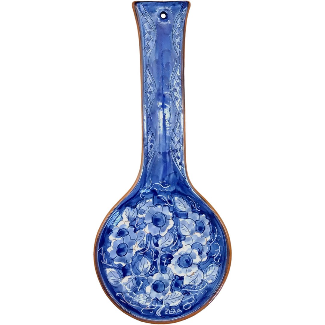 Hand Painted Portuguese Pottery Blue Ceramic Spoon Rest