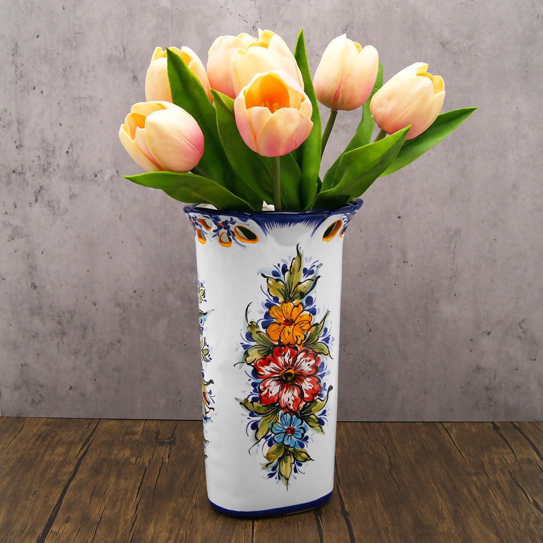 Hand Painted Portuguese Pottery Ceramic Decorative Flower Vase