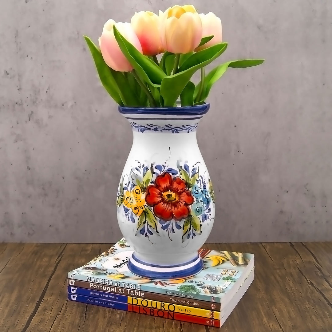 Hand Painted Portuguese Pottery Ceramic Decorative Flower Vase