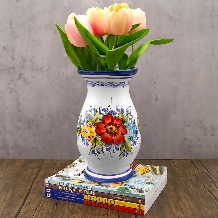 Hand Painted Portuguese Pottery Ceramic Decorative Flower Vase