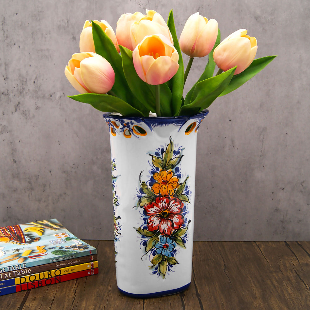 Hand Painted Portuguese Pottery Ceramic Decorative Flower Vase