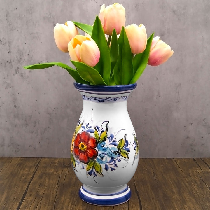 Hand Painted Portuguese Pottery Ceramic Decorative Flower Vase
