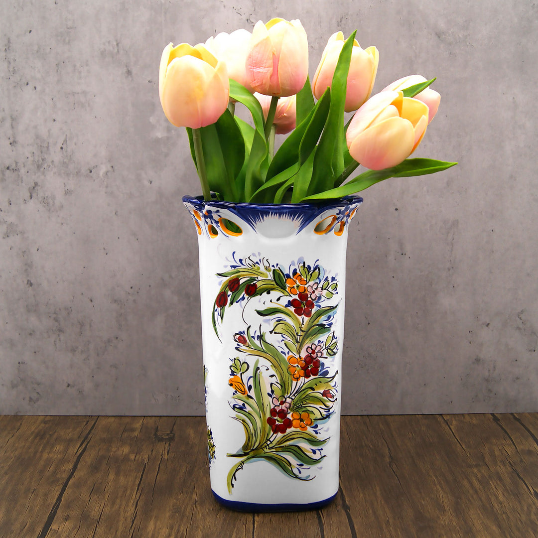 Hand Painted Portuguese Pottery Ceramic Decorative Flower Vase