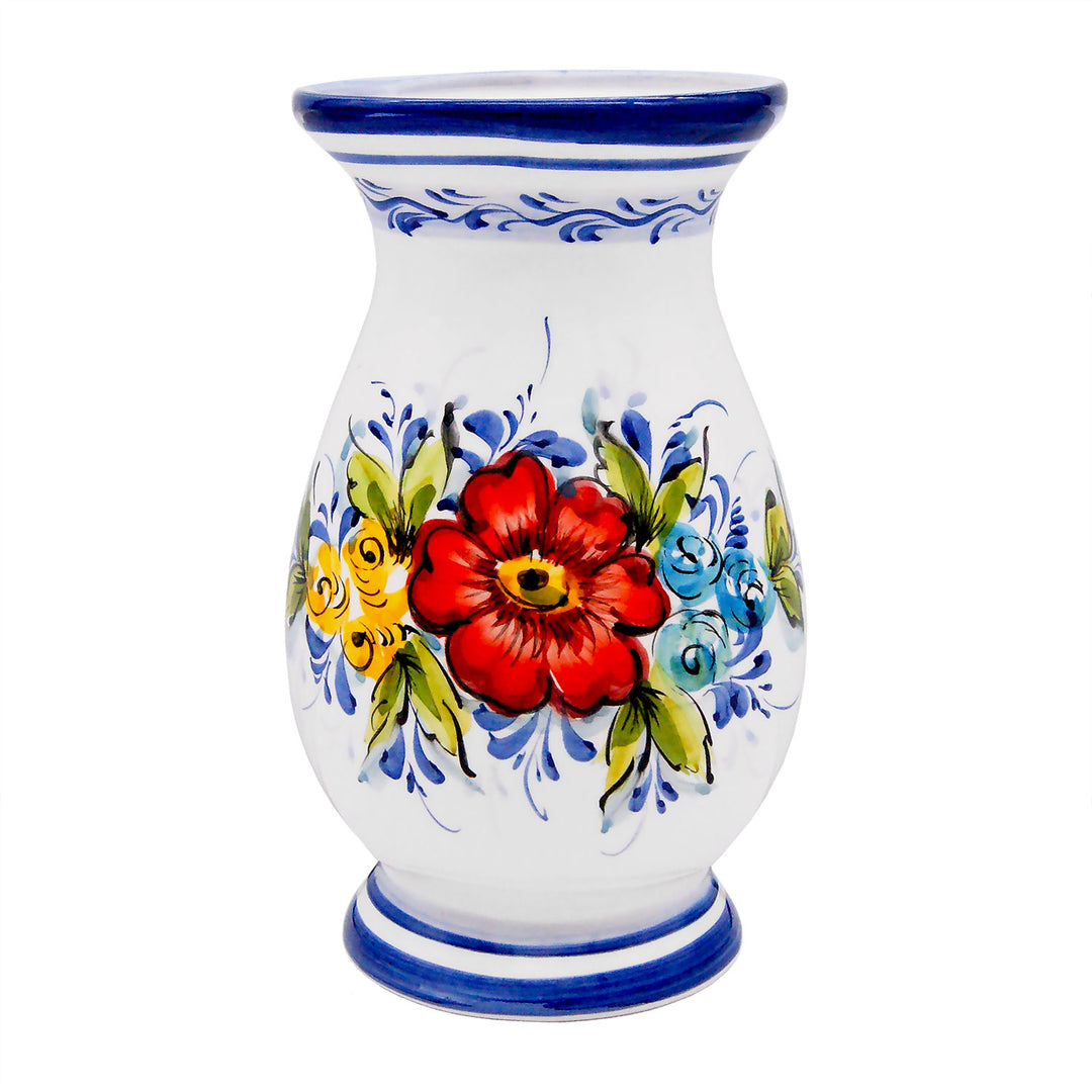 Hand Painted Portuguese Pottery Ceramic Decorative Flower Vase