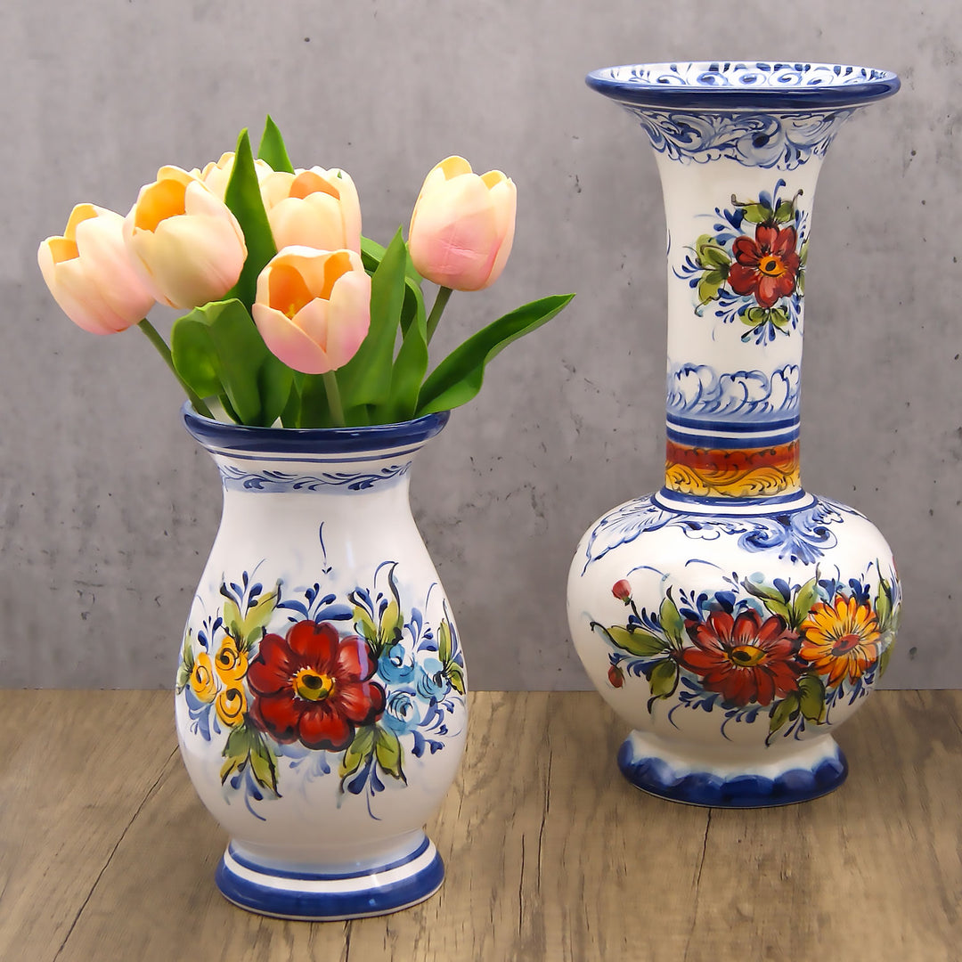 Hand Painted Portuguese Pottery Ceramic Decorative Flower Vase