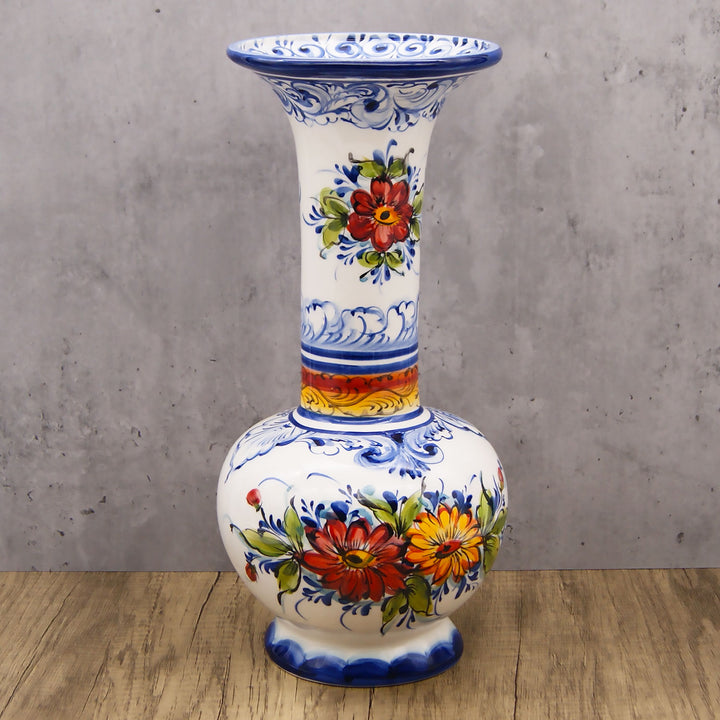 Hand Painted Portuguese Pottery Ceramic Decorative Flower Vase