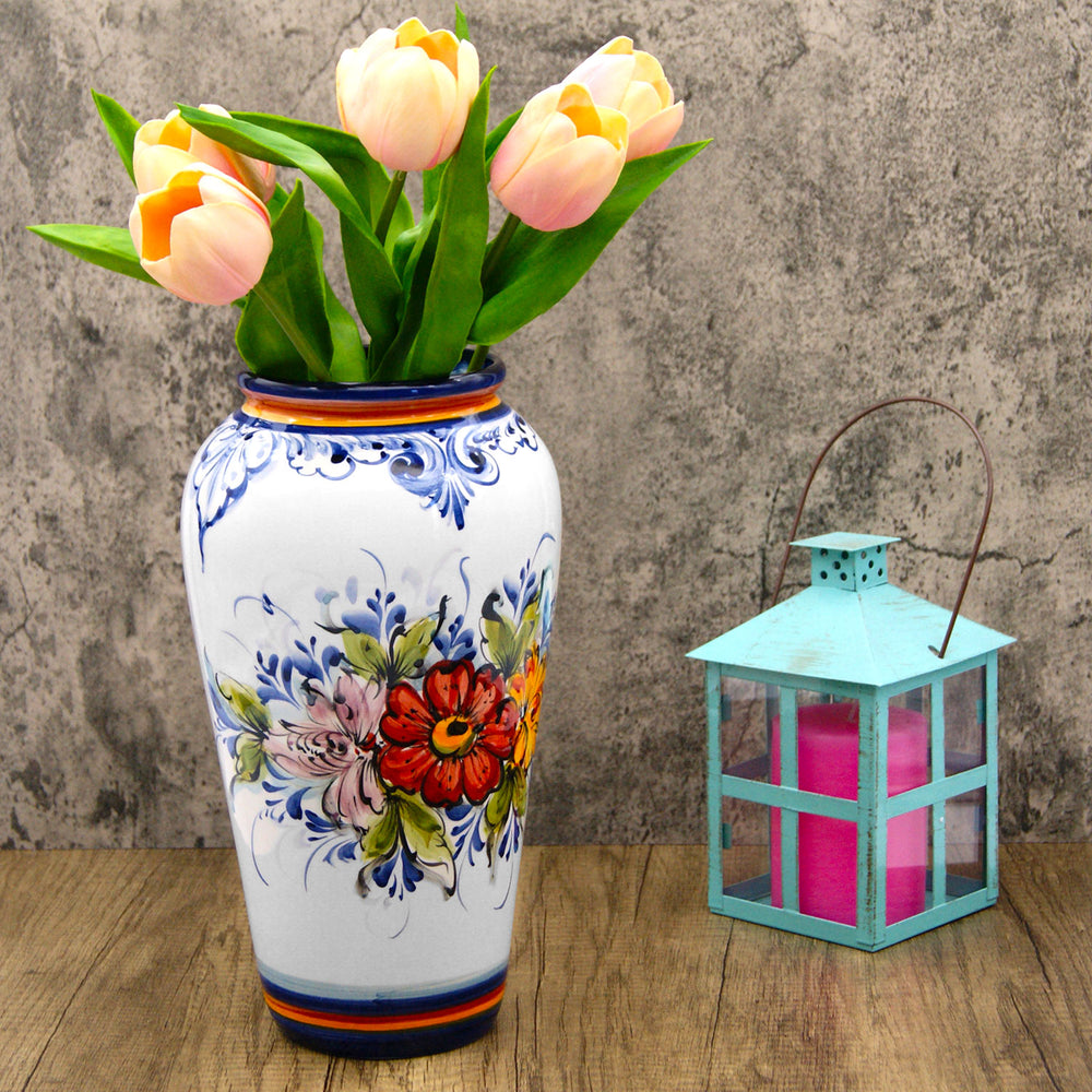 Hand Painted Portuguese Pottery Ceramic Decorative Flower Vase