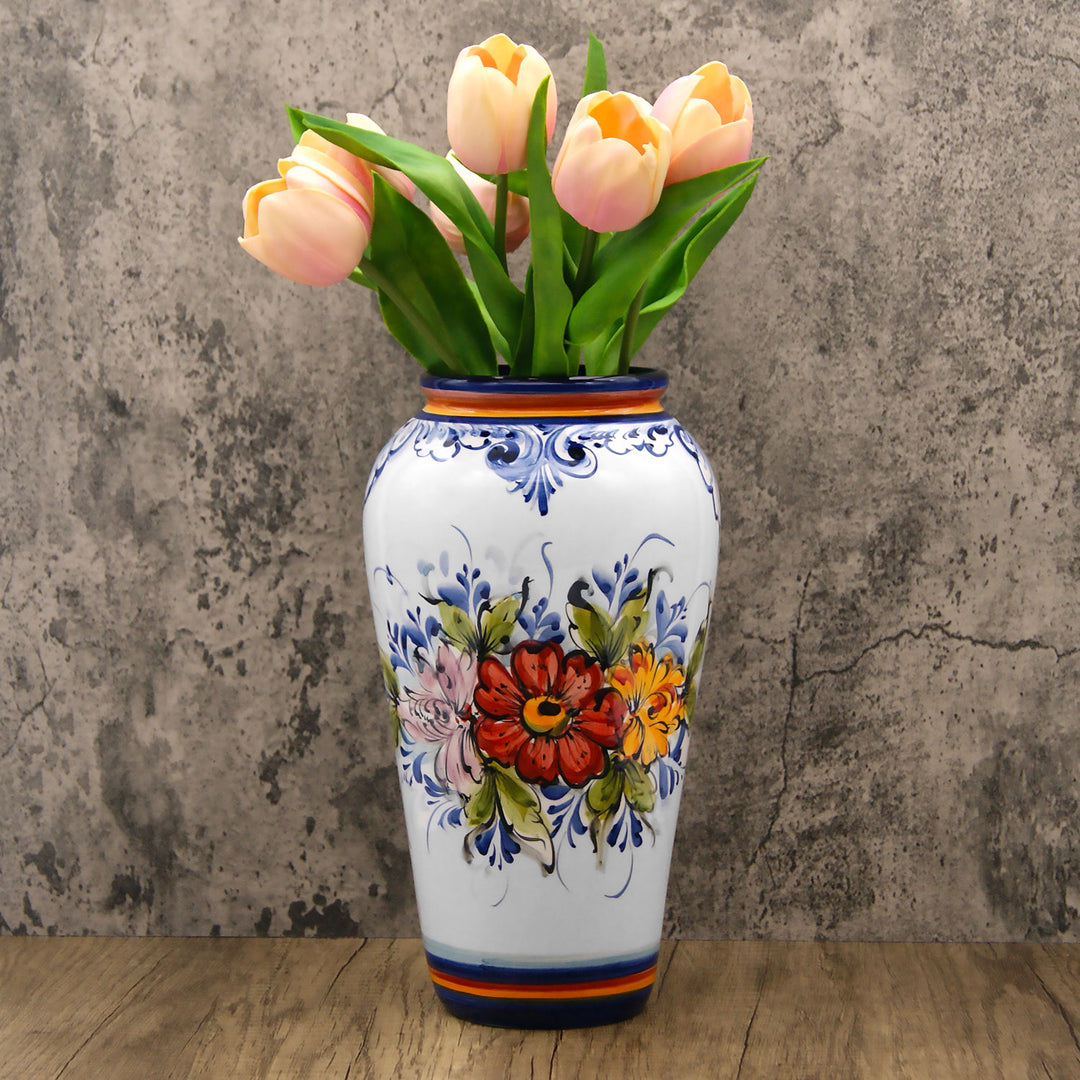 Hand Painted Portuguese Pottery Ceramic Decorative Flower Vase