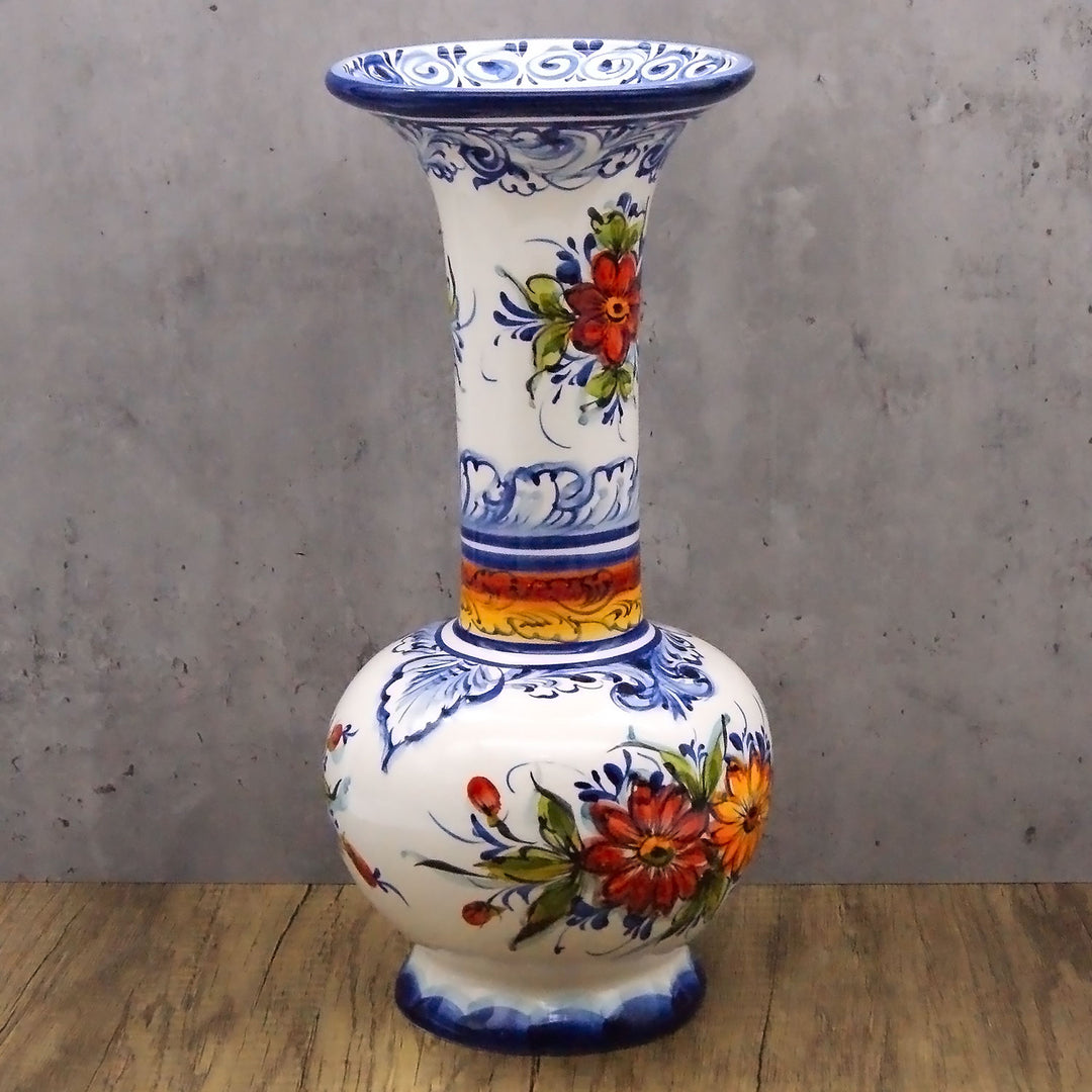 Hand Painted Portuguese Pottery Ceramic Decorative Flower Vase