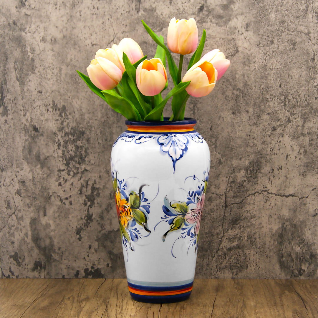 Hand Painted Portuguese Pottery Ceramic Decorative Flower Vase
