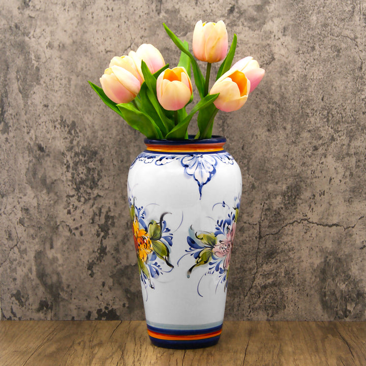 Hand Painted Portuguese Pottery Ceramic Decorative Flower Vase