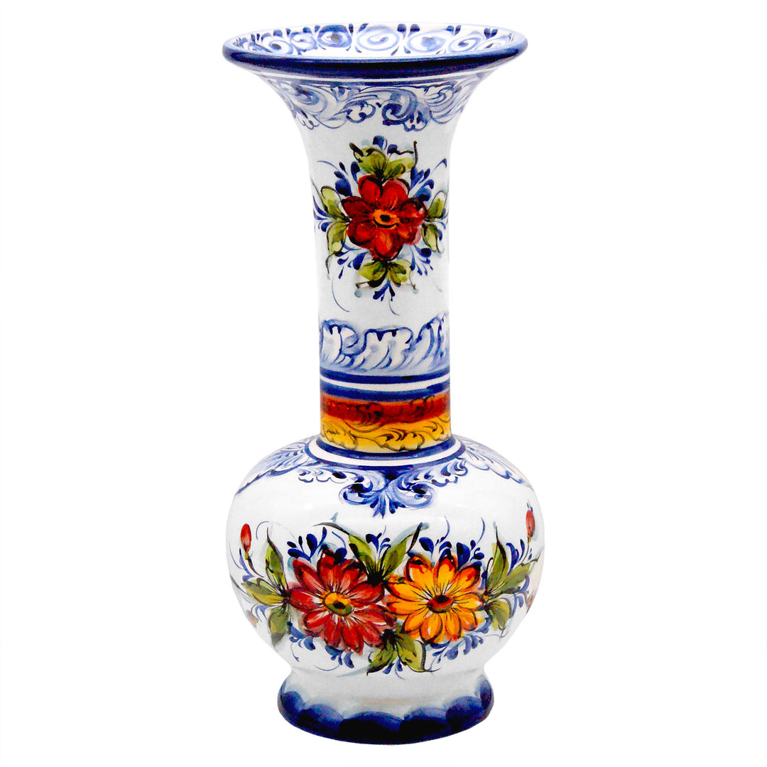 Hand Painted Portuguese Pottery Ceramic Decorative Flower Vase