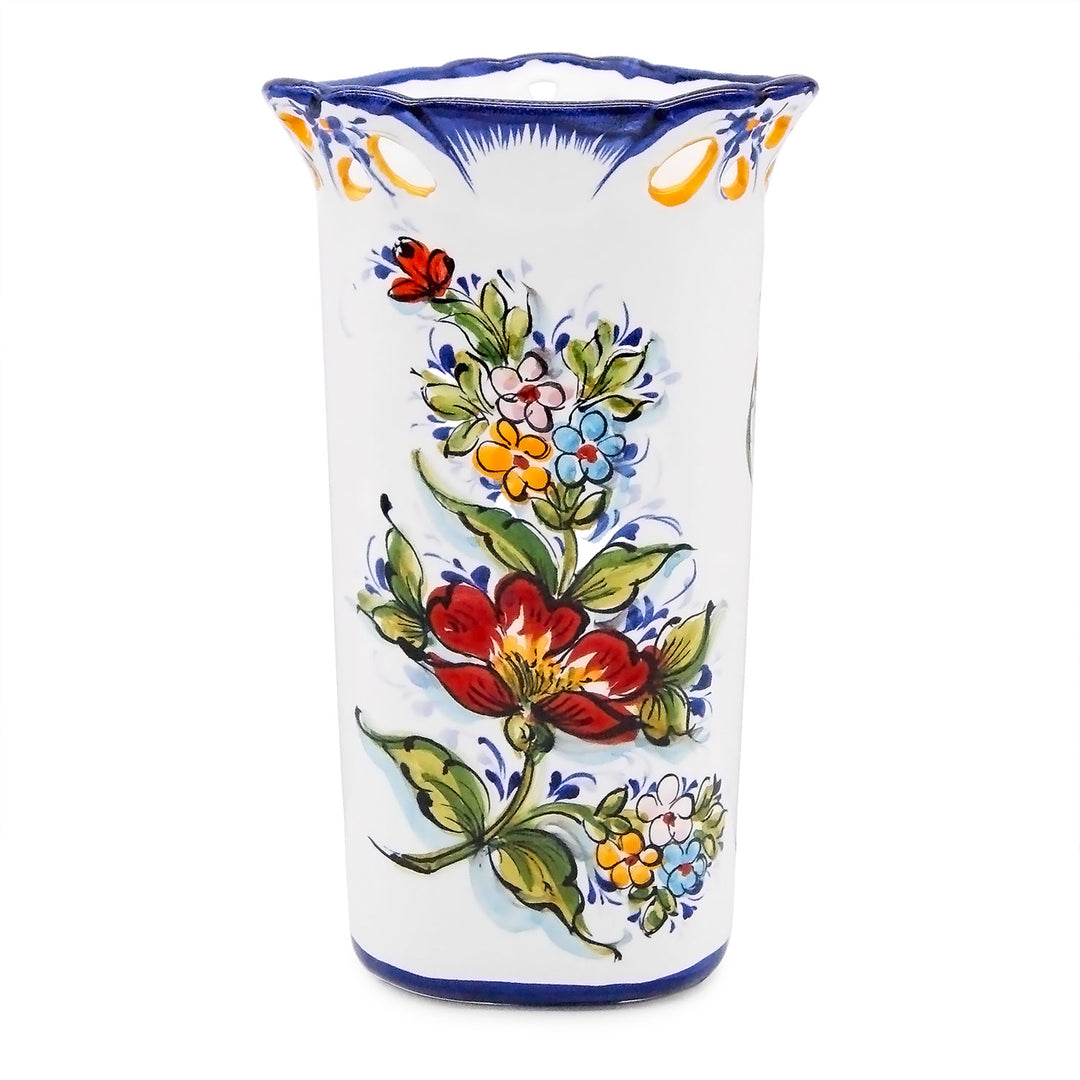 Hand Painted Portuguese Pottery Ceramic Decorative Flower Vase