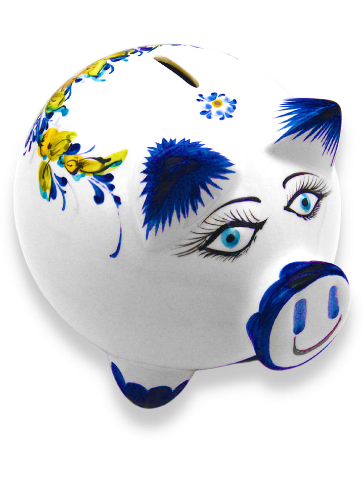 Hand Painted Portuguese Pottery Ceramic Piggy Bank