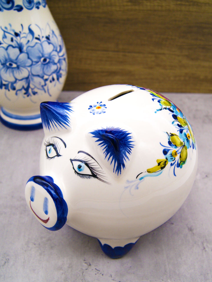 Hand Painted Portuguese Pottery Ceramic Piggy Bank