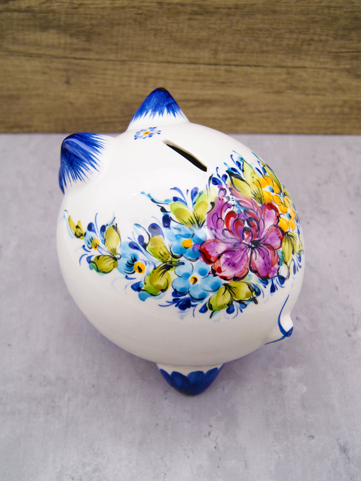Hand Painted Portuguese Pottery Ceramic Piggy Bank