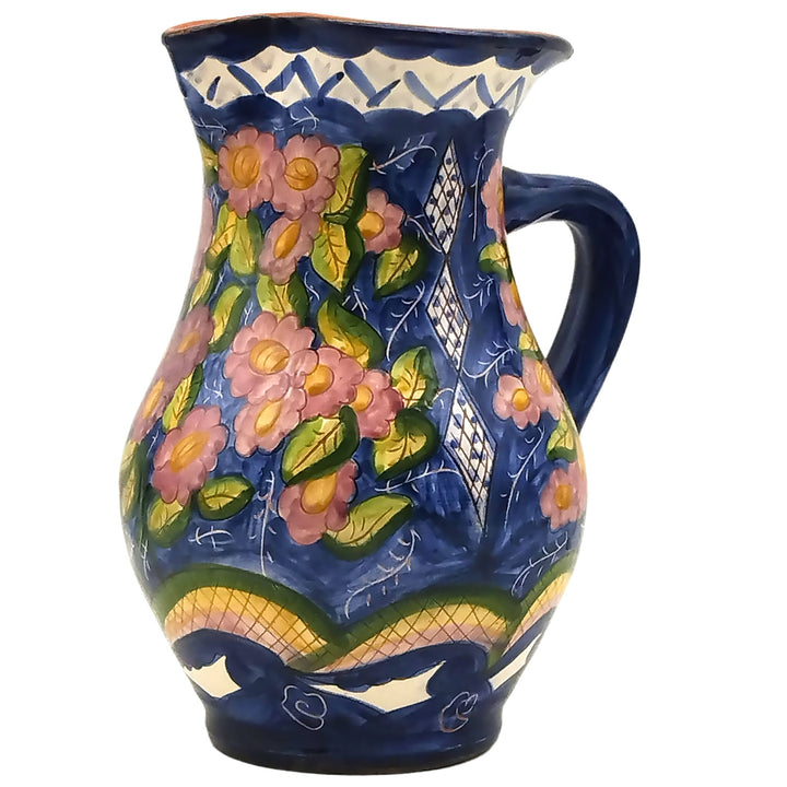 Hand Painted Portuguese Pottery Floral 3 Quart Pitcher