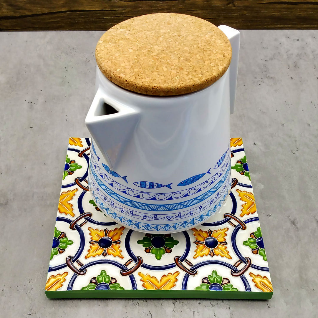 Hand painted Portuguese Ceramic Tile Square Trivet