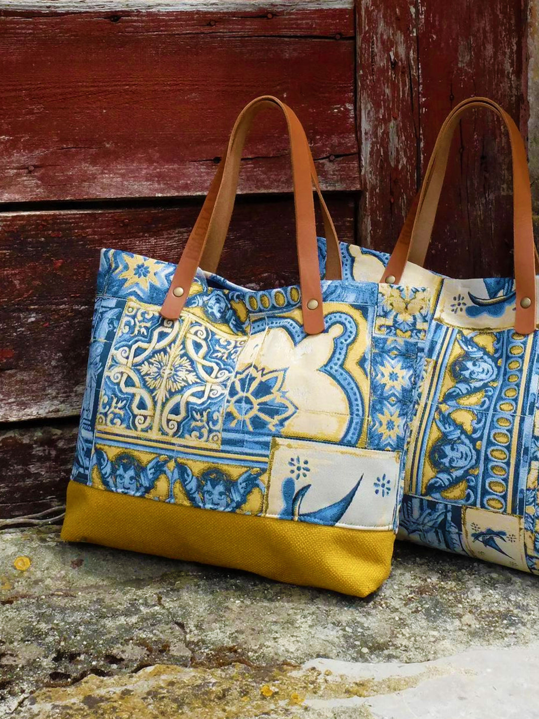 Handmade Blue and Yellow Portuguese Tiles Handbag Purse