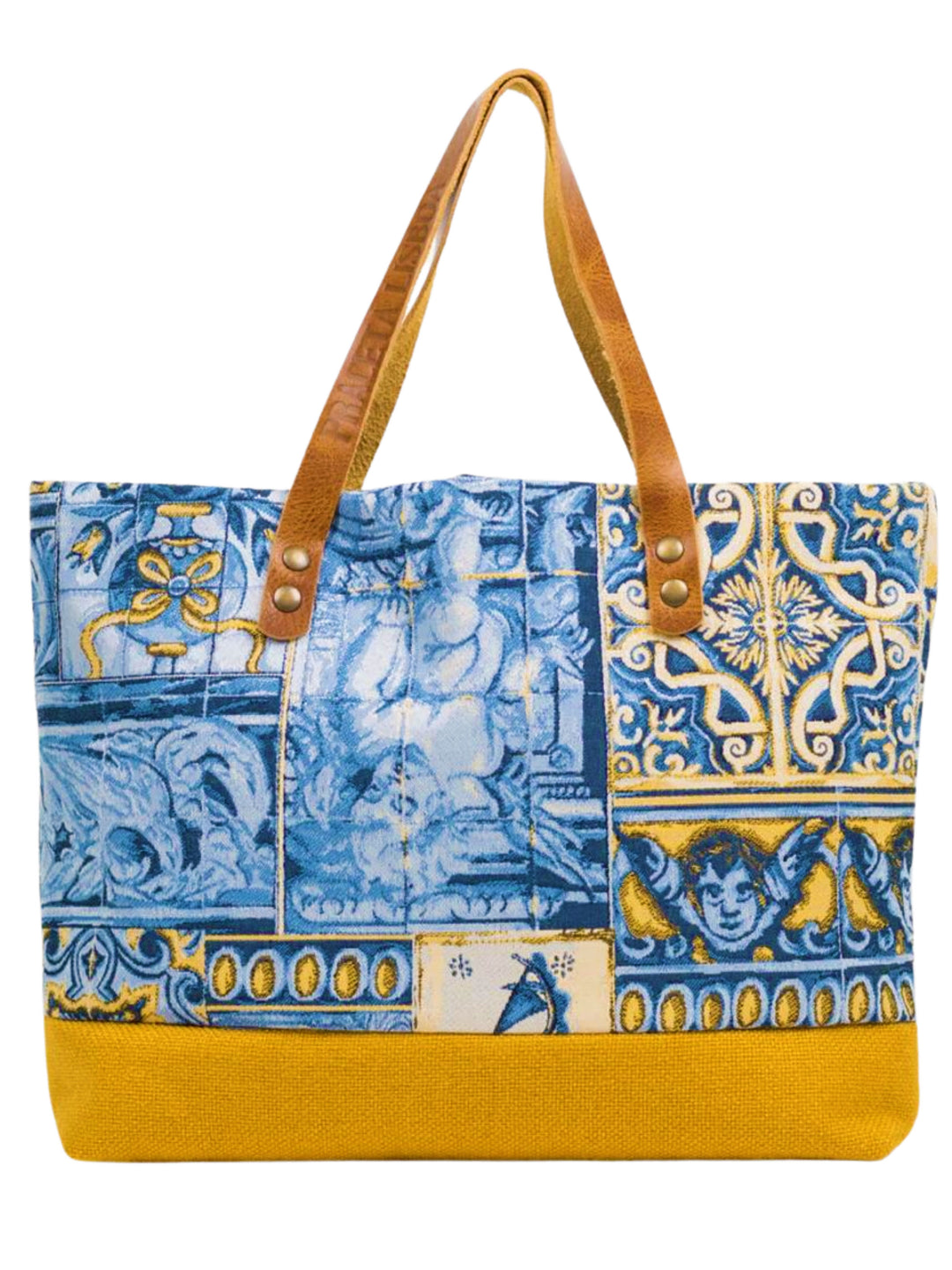 Handmade Blue and Yellow Portuguese Tiles Handbag Purse