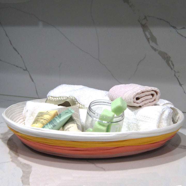 Handmade Eco-friendly Recycled Fabric Woven Centerpiece - Cloud Sunset
