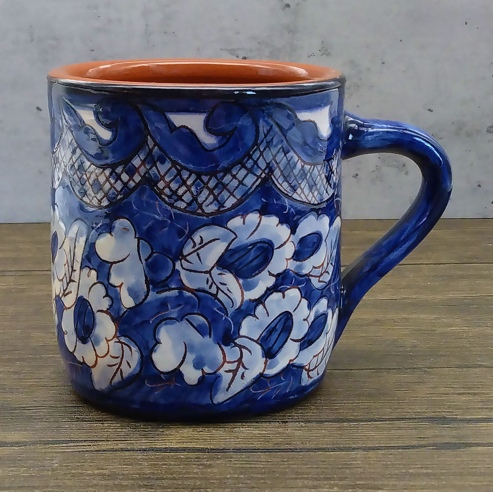 Handmade Hand Painted Portuguese Pottery Coffee Mug Blue – Set of 2