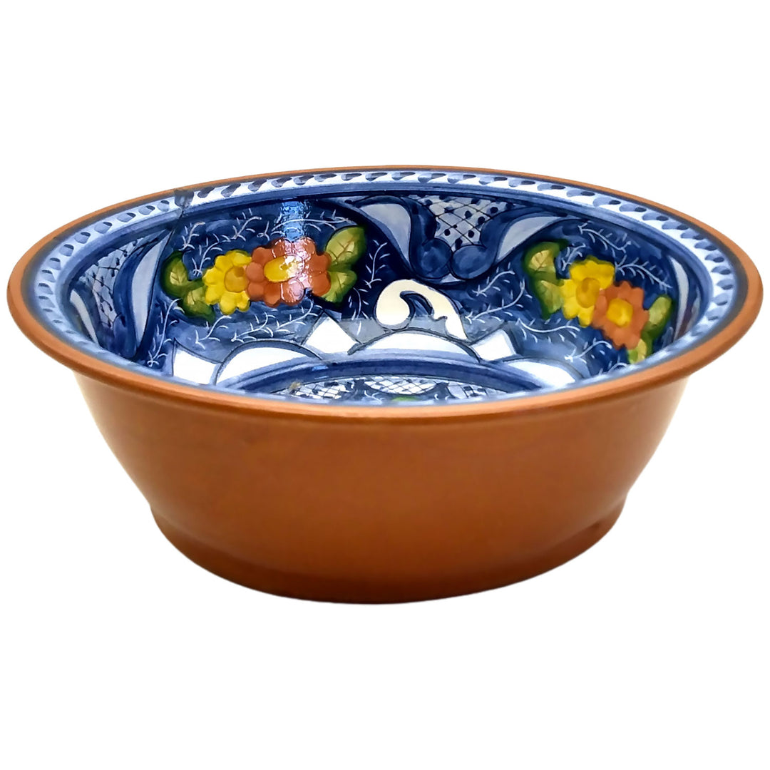 Handmade Hand Painted Portuguese Pottery Serving Bowl Floral