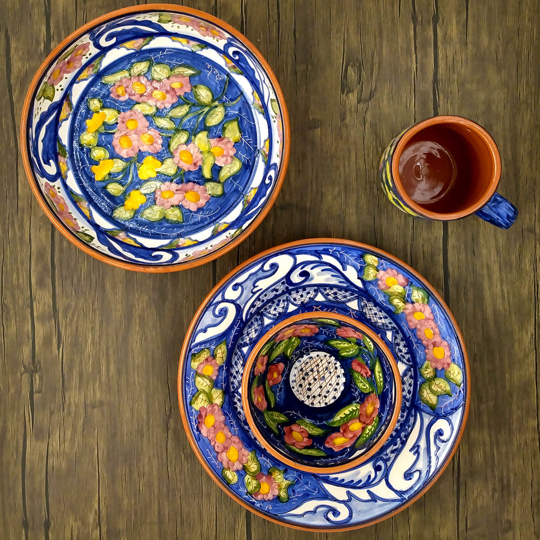 Handmade Hand Painted Portuguese Pottery Soup Bowls Floral – Set of 2