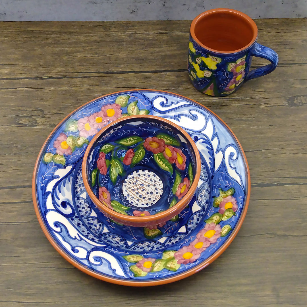 Handmade Hand Painted Portuguese Pottery Soup Bowls Floral – Set of 2