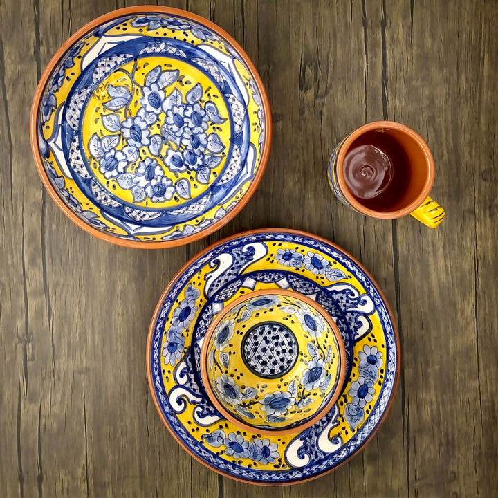 Handmade Hand Painted Portuguese Pottery Soup Bowls Yellow – Set of 2